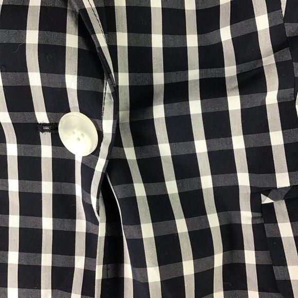 1901 Women’s Size 0 Black White Gingham Check Single Button Cotton Blazer - Picture 15 of 15